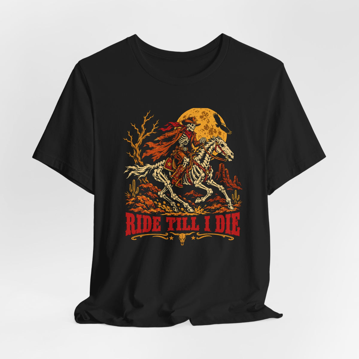 Ride Till I Die Skeleton Motorcycle Graphic Tee