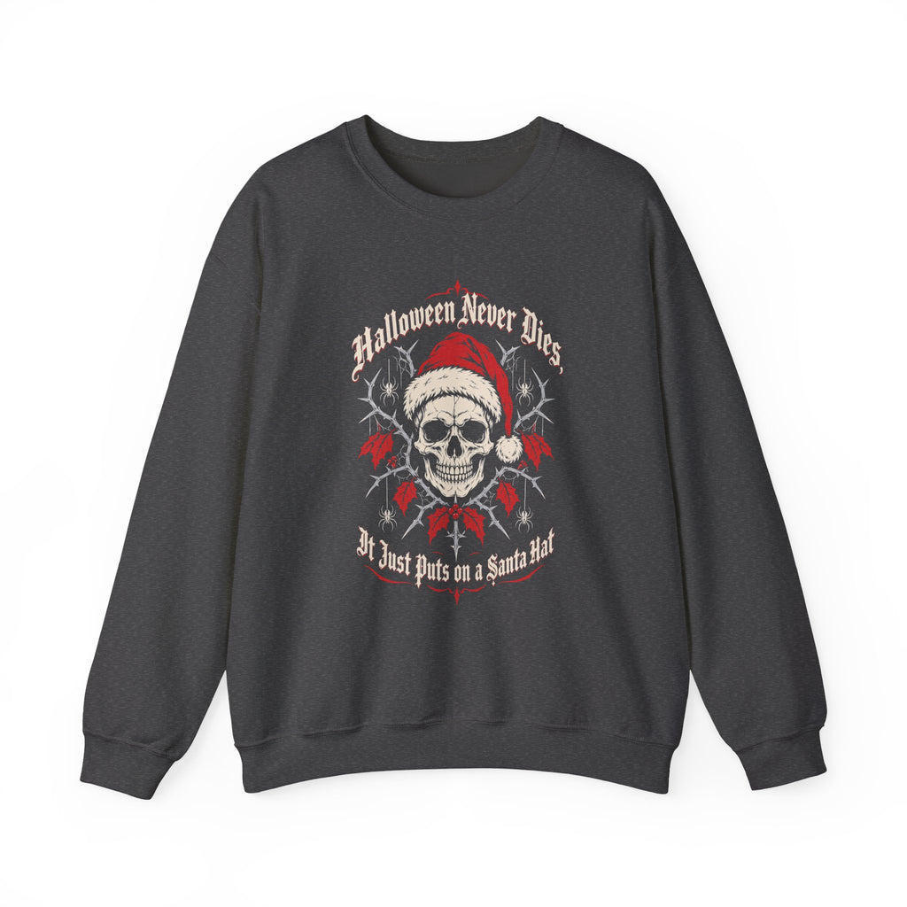 Halloween Never Dies Skull Santa Crewneck Sweatshirt
