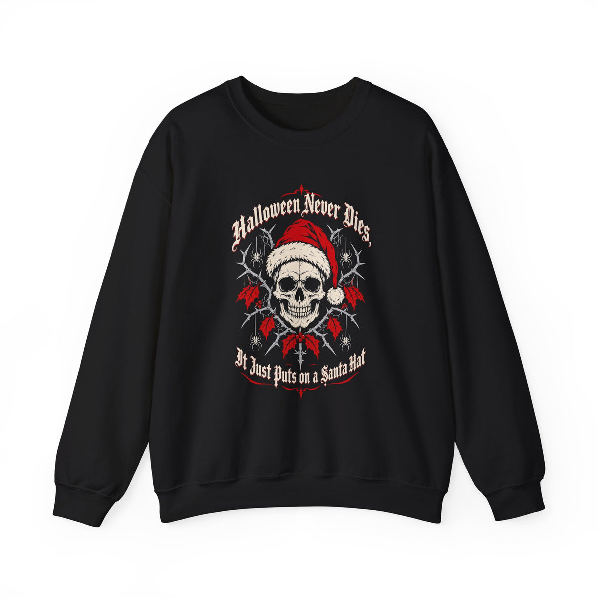 Halloween Never Dies Skull Santa Crewneck Sweatshirt